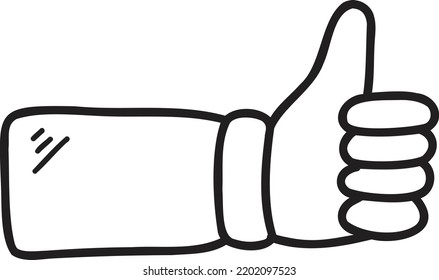 Hand Drawn thumb up hand illustration isolated on background