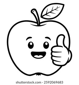  Hand drawn  Thumbs up Apple vector Clipart Illustration with a white background 
