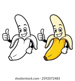  Hand drawn Thumbs up Banana vector Clipart Illustration with a white background 