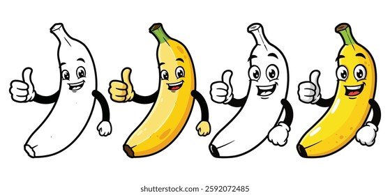  Hand drawn Thumbs up Banana vector Clipart Illustration with a white background 