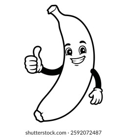  Hand drawn Thumbs up Banana vector Clipart Illustration with a white background 