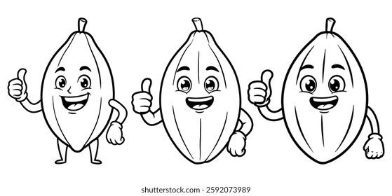  Hand drawn Thumbs up Coffee Bean vector Clipart Illustration with a white background 

