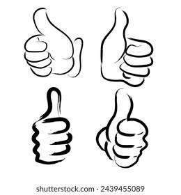 Hand drawn thumbs up drawing. Like the notification icon. Social network application icon. Symbol for like and comment illustration