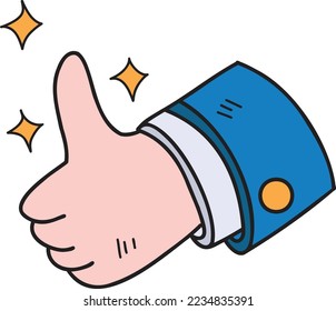 Hand Drawn thumbs up and good review illustration isolated on background