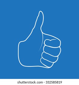 Hand Drawn Thumbs up isolated on white background Vector illustration