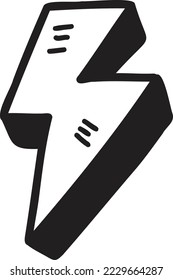 Hand Drawn thunder illustration isolated on background