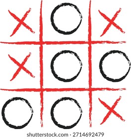 Mão desenhado jogo de dedo do pé de tique com x e o marcas mostrando um resultado de jogo perto