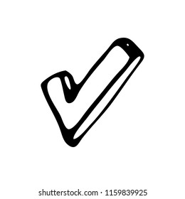 Hand Drawn tick doodle. Sketch style icon. Decoration element. Isolated on white background. Flat design. Vector illustration.