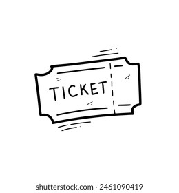Hand Drawn Ticket. Doodle Vector. Isolated on White Background - EPS 10 Vector