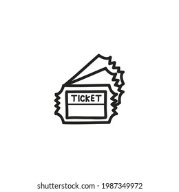 Hand Drawn Ticket Icon Vector. Line Raffle Ticket Symbol.doodle Style Vector