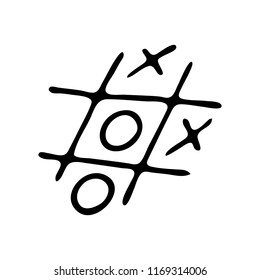 Hand drawn Tic-tac-toe doodle. Sketch Back to school, icon. Decoration element. Isolated on white background. Vector illustration.