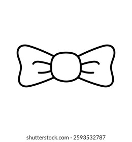 Hand drawn tied bow icon. Tied ribbon in doodle style. Outline Decoration element. Isolated on white. Vector