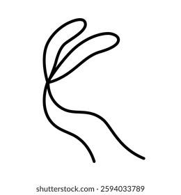 Hand drawn tied bow icon. Waving Tied ribbon in doodle style. Outline Decoration element. Isolated on white. Vector