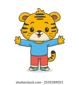 Hand Drawn Tiger Cartoon Illustration