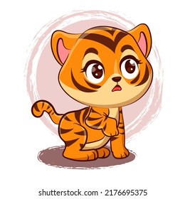Ilustración vectorial de caracteres de diseño de tigre dibujado a mano