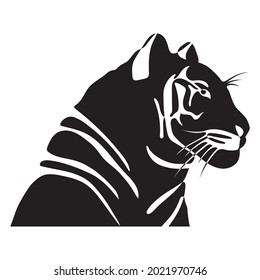 Handgezeichnete Tigerfülle Feline Raubtier-Kopf-Logo, Symbol des Jahres 2022. Doodle, Skizze-Stil. Einzeln. Vektorgrafik	
