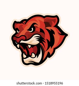 Hand Drawn Tiger Head Logo Mascot illustration