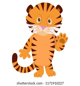 Hand drawn Tiger. Natural colors. Collection of vector hand drawn elements. Illustration