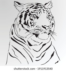 Hand drawn tiger predator logo tattoo ink wildlife zodiac tiger 2022 vector illustration