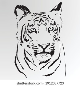 Hand drawn tiger predator logo tattoo ink wildlife zodiac tiger 2022 vector illustration