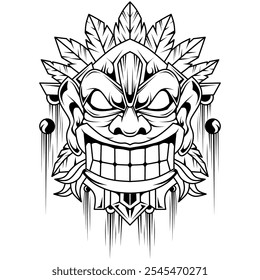 Hand drawn of tiki mask