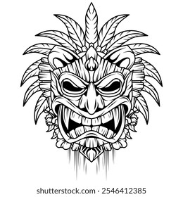 Hand drawn of tiki mask