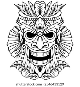 Hand drawn of tiki mask