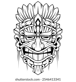 Hand drawn of tiki mask