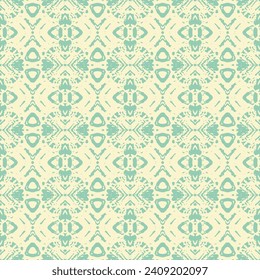 Hand Drawn Tileable Geometric Dotted Grunge Repetitive Retro Wallpaper. 1970 Aesthetic Textures with Flowing Waves