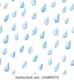 Hand drawn of tilted rain drops seamless pattern on white background . Vector illustration