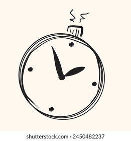 hand drawn Time and clock with illustration style doodle and line art