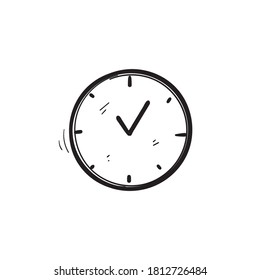 hand drawn Time and clock vector linear icons.Time management. Timer, speed, alarm, time management, calendar symbol illustration vector. doodle