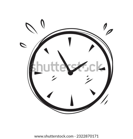 hand drawn Time and clock vector linear icons.Time management. Timer, speed, alarm, time management, calendar symbol illustration vector. doodle