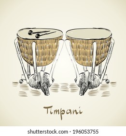 hand drawn timpani on a light background