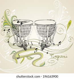 hand drawn timpani on a light background