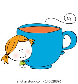hand drawn tiny baby and coffee cup kid coffee child steam food man cafe small baby male dancing morning size tiny smiling dawn cup art boys painting cartoons nurture grin optimistic illustrations car