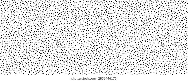Hand drawn tiny polka dot seamless pattern background. Irregular small size randomly scattered dots. Black dotted pattern. Geometric wallpaper. Vector illustration