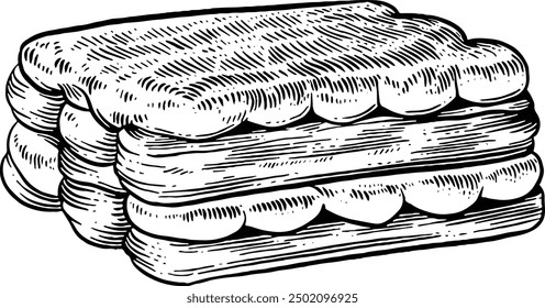 Hand drawn Tiramisu Sketch Illustration