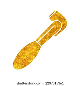 Hand drawn tire inflator icon in gold foil texture vector illustration