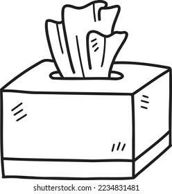 Hand Drawn tissue box illustration isolated on background