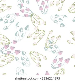 Hand drawn toadstool mushrooms seamless pattern. Magical fly agaric wallpaper. Design for printing, textile, fabric, fashion, interior, wrapping paper. Vector illustration