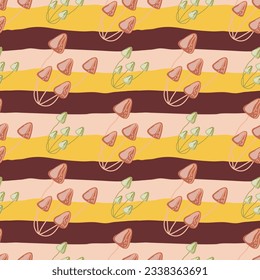 Hand drawn toadstool mushrooms seamless pattern. Magical fly agaric wallpaper. Design for printing, textile, fabric, fashion, interior, wrapping paper. Vector illustration