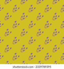 Hand drawn toadstool mushrooms seamless pattern. Magical fly agaric wallpaper. Design for printing, textile, fabric, fashion, interior, wrapping paper. Vector illustration