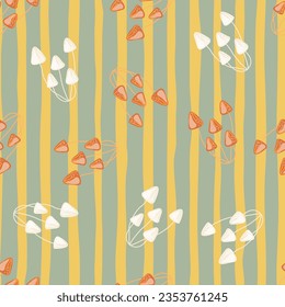 Hand drawn toadstool mushrooms seamless pattern. Magical fly agaric wallpaper. Design for printing, textile, fabric, fashion, interior, wrapping paper. Vector illustration