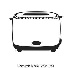 Hand drawn toaster isolated. Vector artistic drawing kitchen gadget. Actual illustration 