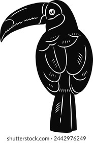 Hand drawn Toco Toucan Silhouette Illustration Material
