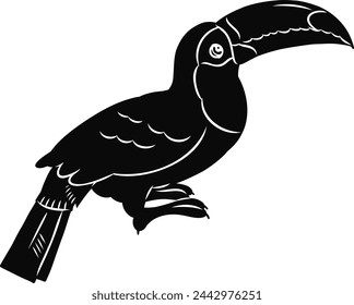 Hand drawn Toco Toucan Silhouette Illustration Material
