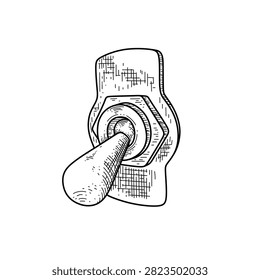 hand drawn toggle switch power button line art vector illustration