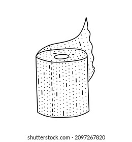 Hand drawn Toilet paper icon in doodle style. Cartoon Toilet paper vector icon for web design isolated on white background.