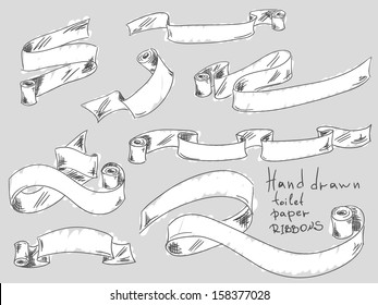 Hand drawn toilet paper ribbons